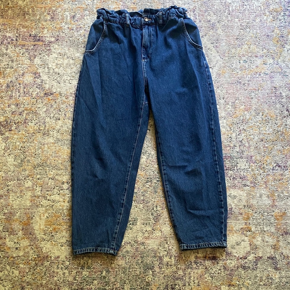 Medium Wash Paperbag Waist Denim Jeans